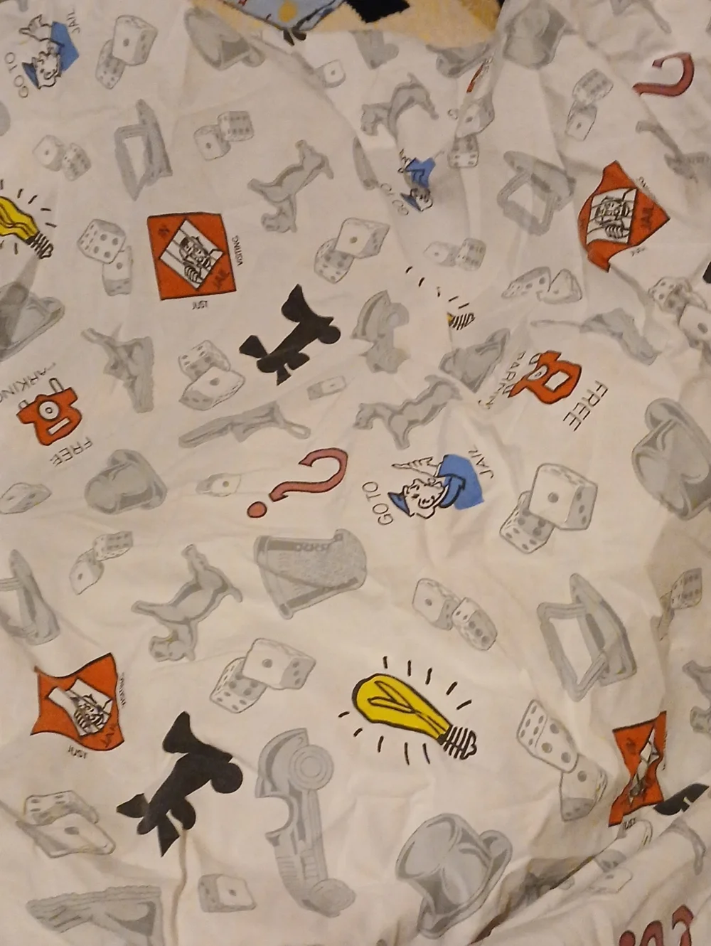 Monopoly Print White Bedding Cover with Game Icon Pattern